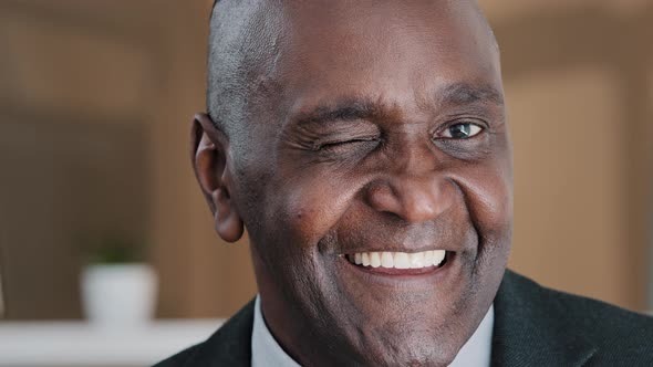 Close Up Happy Male Face 60s Businessman Elderly African American Man Grandpa Satisfied Client alt