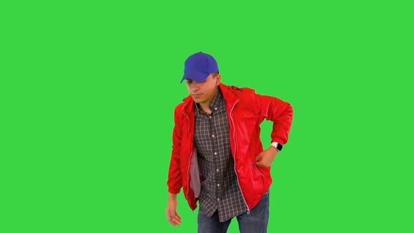 Delivery Man Put Box Down Checking Shipment Order Address in Mobile Phone Courier Delivering Parcel alt