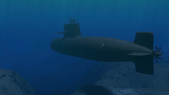 Submarine Patrolling Close To The Ocean Floor alt