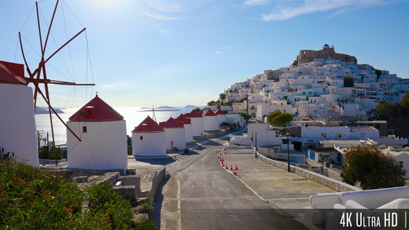 4K Sunrise over Traditional Greek Island Architecture on Astypalea, Greece alt
