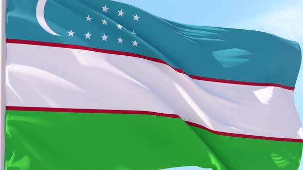 Uzbekistan Flag Looping Background