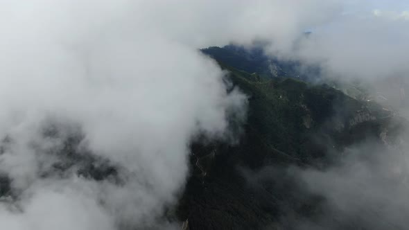 Aerial view of Anaga mountains in the clouds, Tenerife, Canary Islands, Spain alt