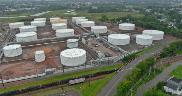 Industrial Equipment at an Oil Refinery Station in Petrochemical Industry Zone alt