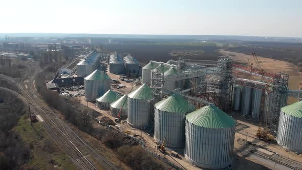 The Base of the Granary. Construction Site of Elevators. Agricultural Industry. Harvesting Cereals