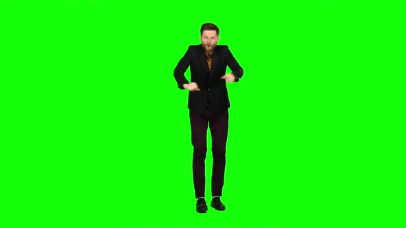 Young Guy Is Happy with His Victories, He Is Happy. Green Screen alt