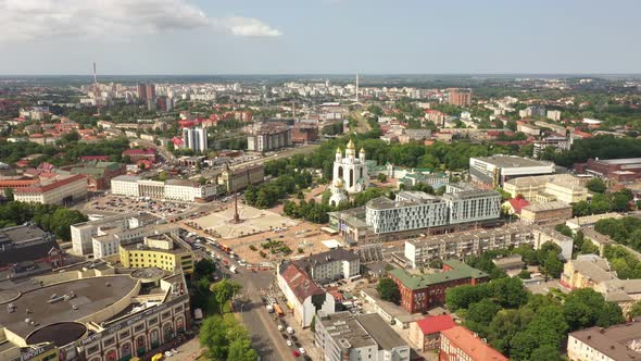 Aerial view of the square of Victory in Kaliningrad alt