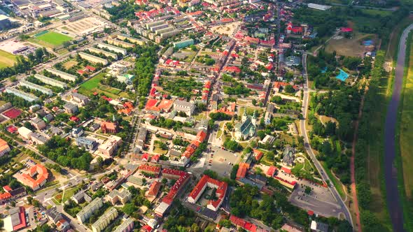 Landscape of the old town from the air with the visible. View on historic buildings on the market. L alt