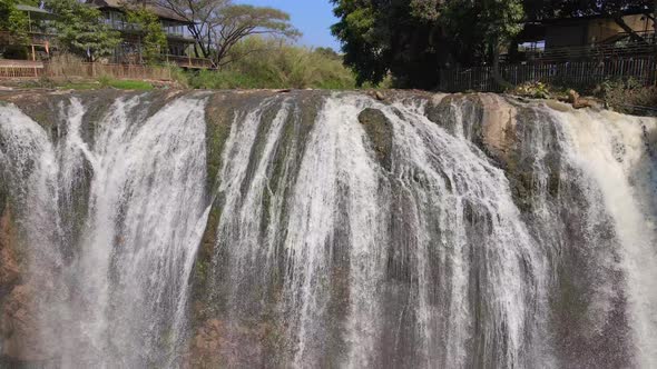 Aerial Shot of the Elephant Waterfall in the City of Dalat in the Southern Part of Vietnam alt