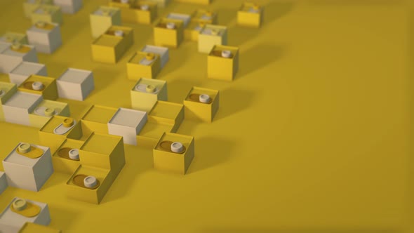 Sunny yellow color.geometric abstract video with switches and cubes.