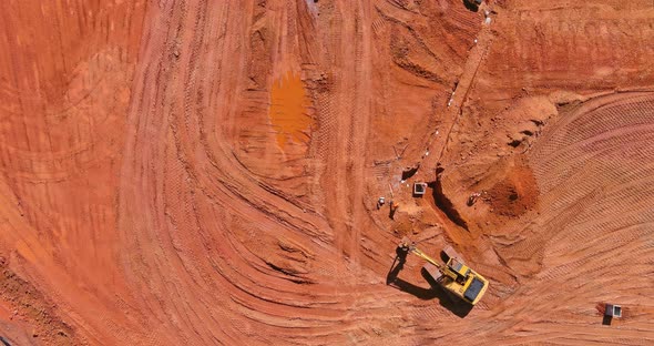 Construction of Storm Water Pits Sanitary Sewer System Excavator Working Backhoe Digs Ground alt