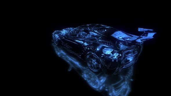 Modified Fast Sports Car Hologram 4k