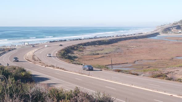 Pacific Coast Highway Torrey Pines State Beach Ocean Waves Coastal California
