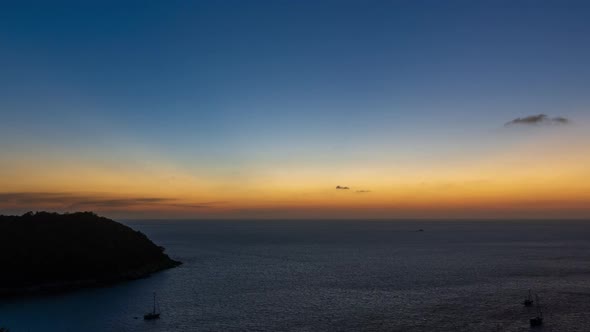 Sunset over Andaman sea at View Point near Laem Promthep Cape, Phuket, Thailand - Time Lapse