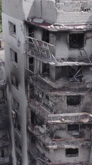 Vertical Video of a Destroyed House During the War in Ukraine alt