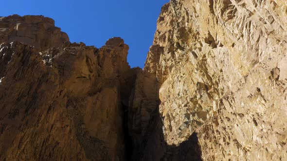 View with rocky mountains at Colored Canyon of Egypt Sinai desert Dahab in sunny day, wide shot with alt