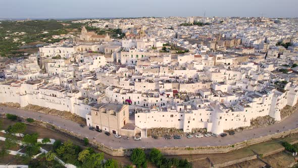 4K Aerial of Ostuni, 'the White Town' in Apulia, South of Italy. alt