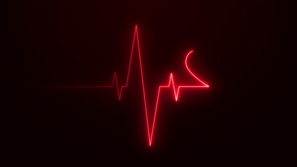 Neon effect heartbeat line seamless looping video.