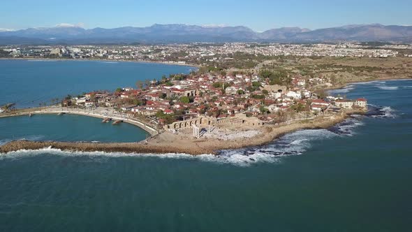 Aerial Footage of Antique City Side and Apollo Temple Ruins