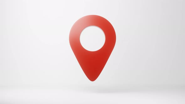 Seamless looping location pin symbol bounces up and bounces down on white background
