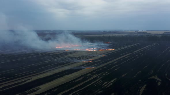 Aerial Footage of Burning Fields in the Krasnodar Territory
