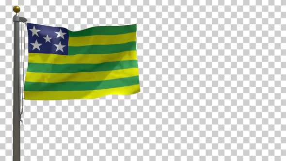 Goias Flag (Brazil) on Flagpole with Alpha Channel - 4K alt