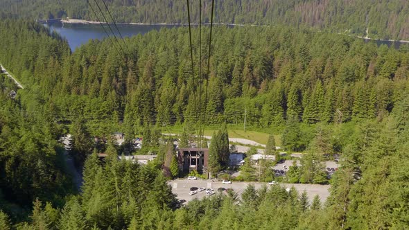 View Of Forested Grouse Mountains From A Moving Cable Car At North Vancouver, BC Canada. - POV alt