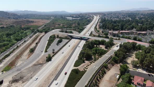 Aerial View of Highway Crossing the Little Town Moorpark, California alt
