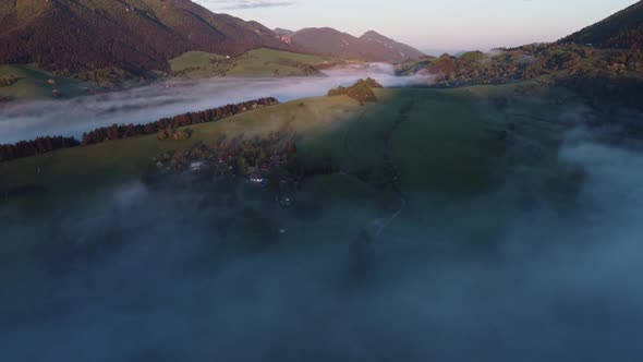 Beautiful Misty Fast Moving Aerial View