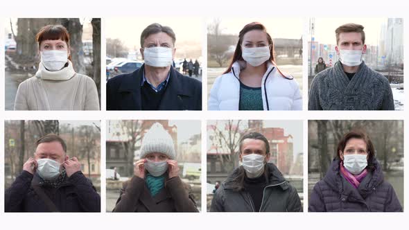People in medical masks on street