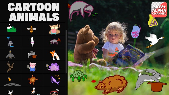 Cartoon Animals Animations Pack 01 | Motion Graphics