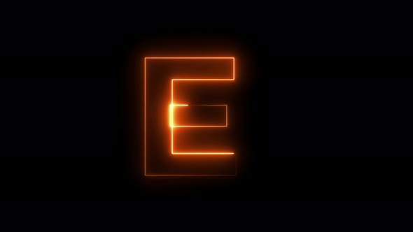 Neon animation seamless Letter E . 4K video background.