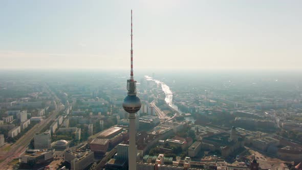 Aerial View of Berlin Cityscape with TV Tower on Alexanderplatz in Germany