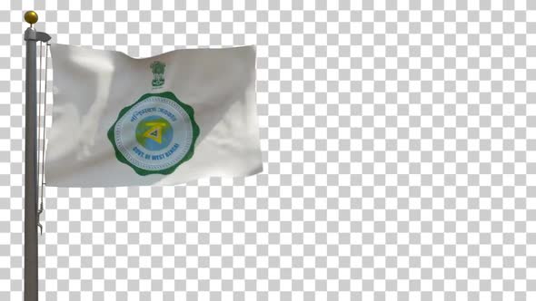 West Bengal Flag (India) on Flagpole with Alpha Channel - 4K alt