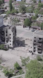 Vertical Video of a Destroyed House During the War in Ukraine alt