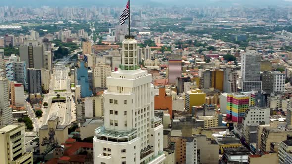 Downtown Sao Paulo Brazil. Aerial view of landmark tourism postcard alt