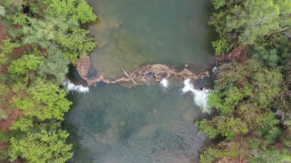 Mataranka Falls, Elsey National Park, Northern Territory, Australia 4K Aerial Drone