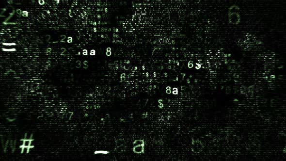 Glitched Green Lower Case Hexadecimal Code Fragments On Black Background 