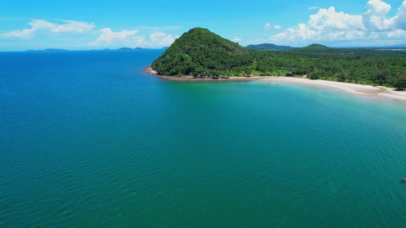 Drones are flying over beautiful beaches and seas. Passenger boats alt