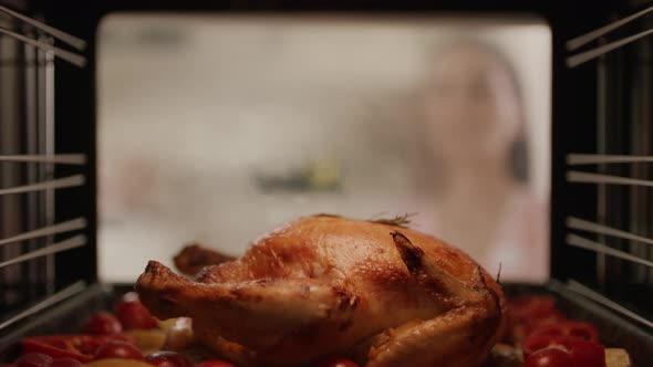 Delicious Baked Chicken Slow Motion 