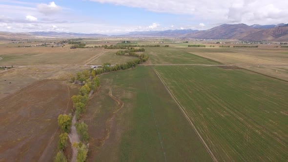 Aerial view of countryside in Star Valley Wyoming alt