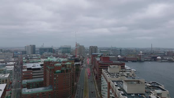Aerial View of Modern Urban Borough on Riverside alt
