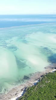 Tanzania  Vertical Video of the Ocean Near the Coast of Zanzibar Slow Motion alt