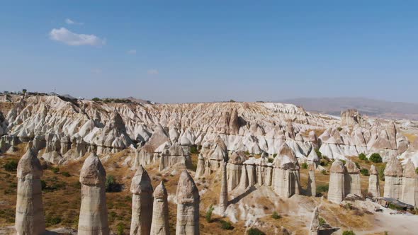 Cappadocia Aerial Drone View to Love Valley Goreme Turkey alt