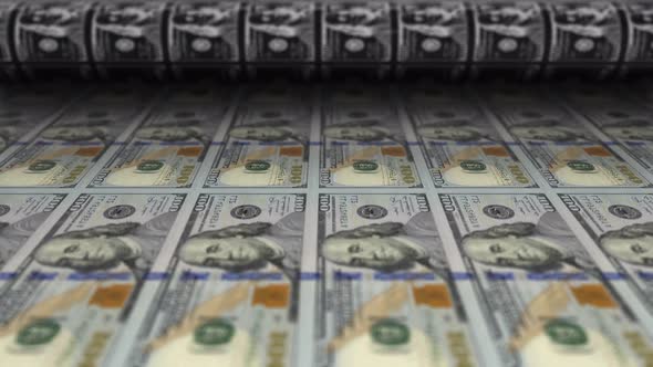 Printing sheets of one hundred dollar bills alt