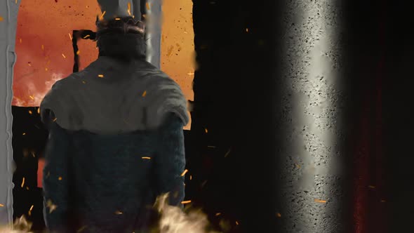 A Medieval King Looking At His Kingdom Burning To The Ground alt