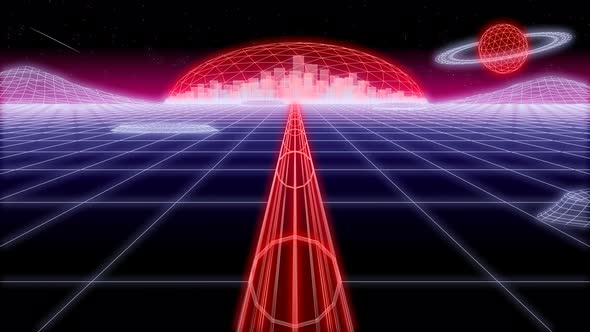 Space City Tunnel Synthwave Background 3d Render