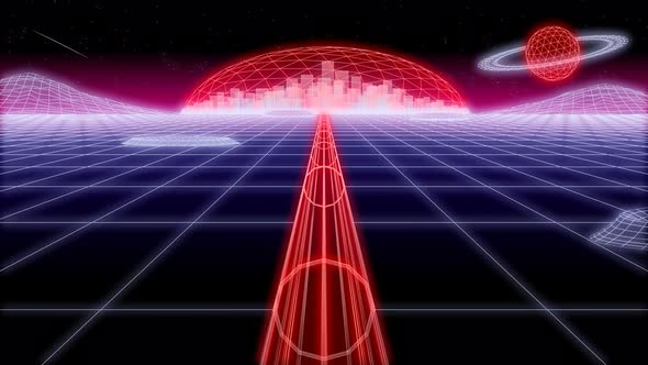 Space City Tunnel Synthwave Background 3d Render alt