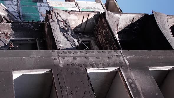 Vertical Video of a Bombed House During the War in Ukraine alt