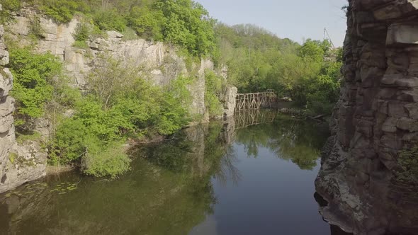 Aerial View To Granite Buky Canyon on the Hirskyi Takich River in Ukraine alt