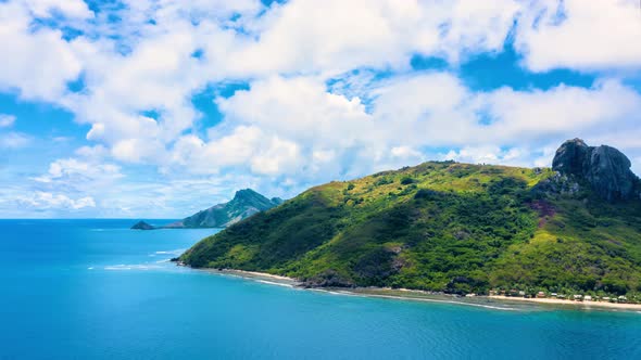 Gorgeous sunny landscape with clouds rolling by, Fiji Islands, Hyperlapse 4K alt
